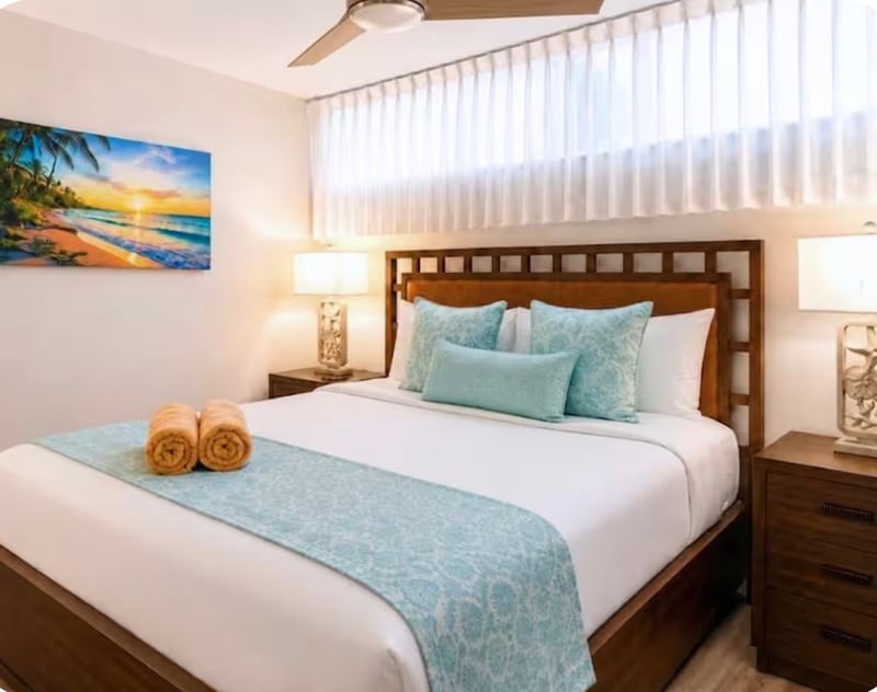 Sink into a comfortable king bed and enjoy restful nights after days spent discovering Maui's beaches, snorkeling spots, and scenic drives PKD-204
