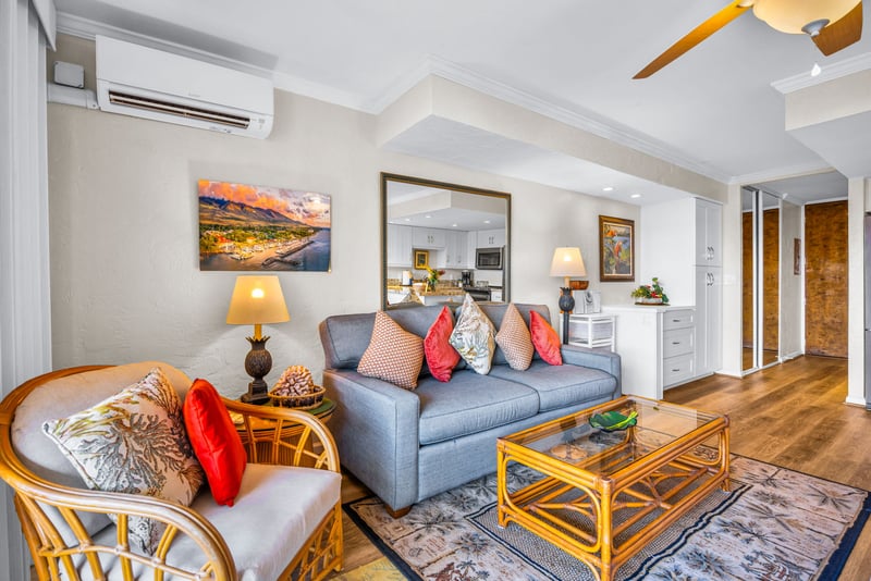 Stretch out on the sofa with the sliding doors open to the ocean breeze