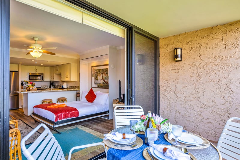 Open up the sliding glass doors to enjoy seamless indoor outdoor living