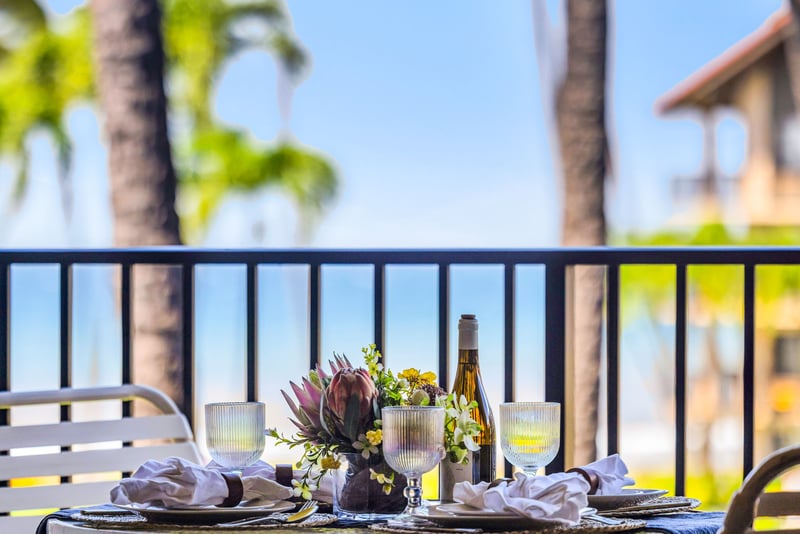 Open the sliding doors and dine al fresco steps from the living area