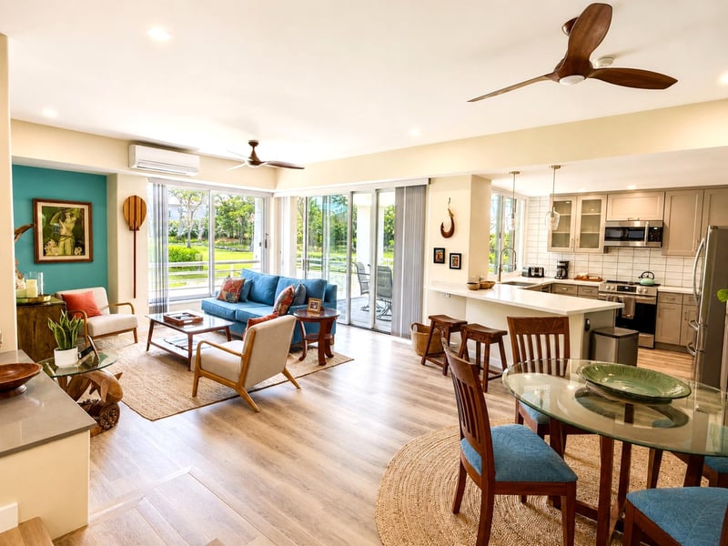 Unwind in comfort as natural light pours into your tropical getaway