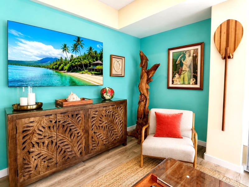 Enjoy a large, flat screen TV for cozy nights in