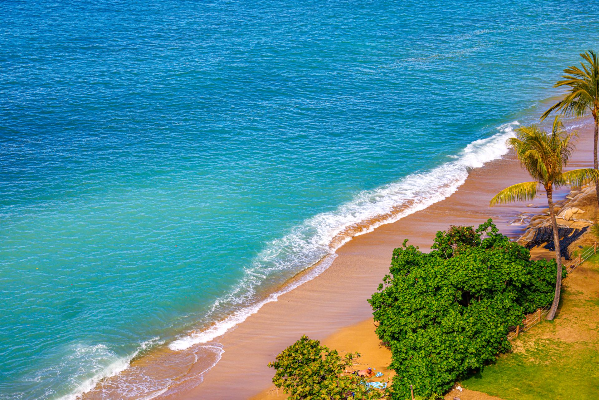 Swim, snorkel, or sunbathe at the sandy beach just below your private lanai.
