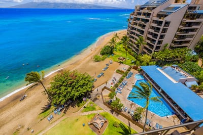 Enjoy stunning beach and pool views from above—swim, sunbathe, and savor Maui beauty from your private perch