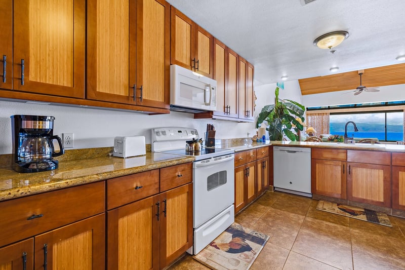 Everything you need for home-cooked meals is here, including full-size appliances and ample prep space.