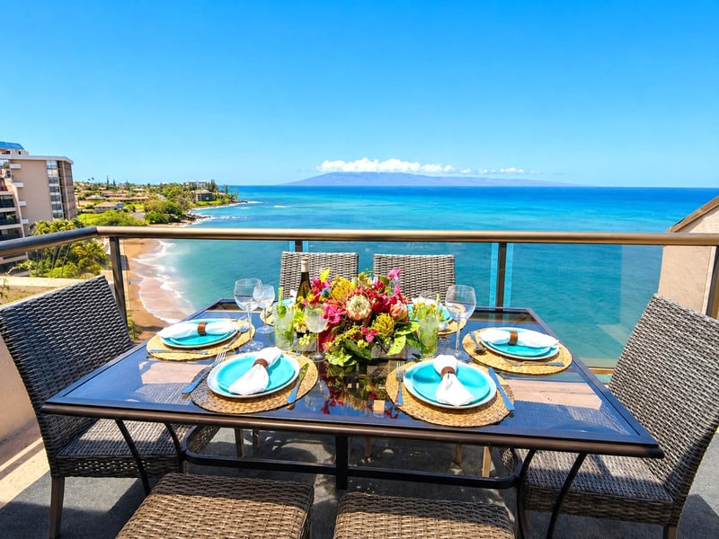 Dine al fresco on your lanai with Maui's coastline stretching out before you