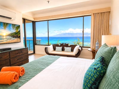 A bright guest room with ocean views and a layout that feels more retreat than spare room