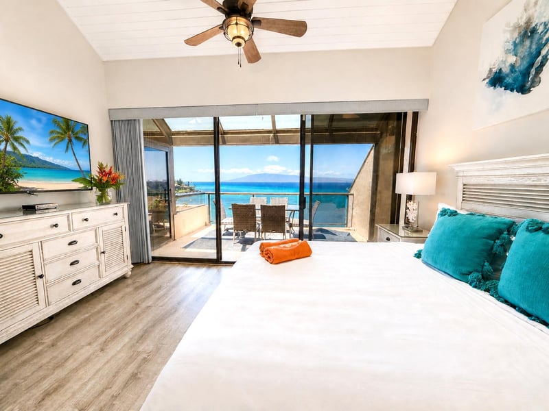 Wake up to soft morning light and ocean views from the comfort of the primary bedroom