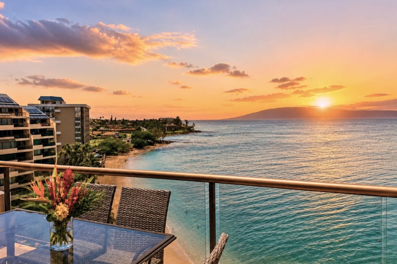 Your private lanai opens to sweeping ocean views and the gentle sounds of Kahana Bay below
