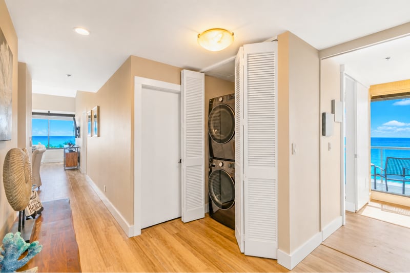 An in unit washer and dryer for added convenience during your stay