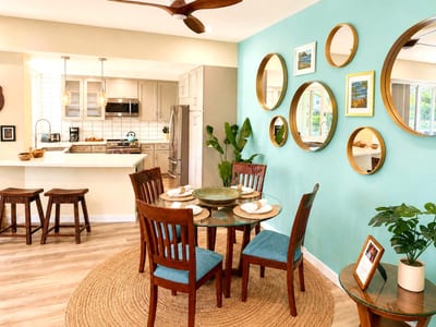 Enjoy breakfast before the beach in a bright and inviting dining area