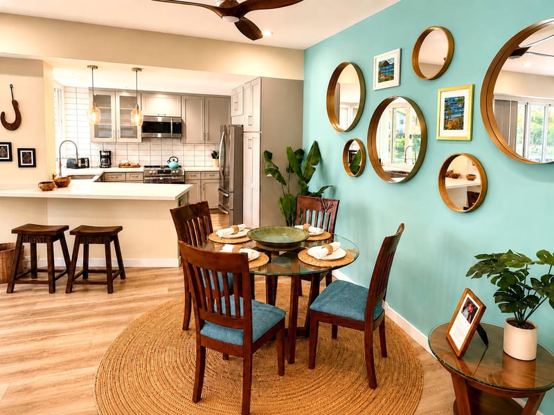 Enjoy breakfast before the beach in a bright and inviting dining area