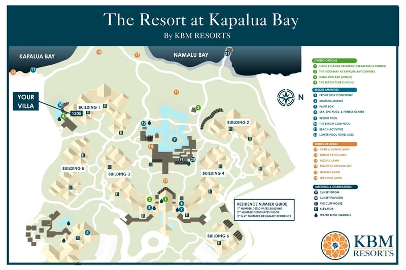 Easily find your villa at the Resort at Kapalua Bay with this map!