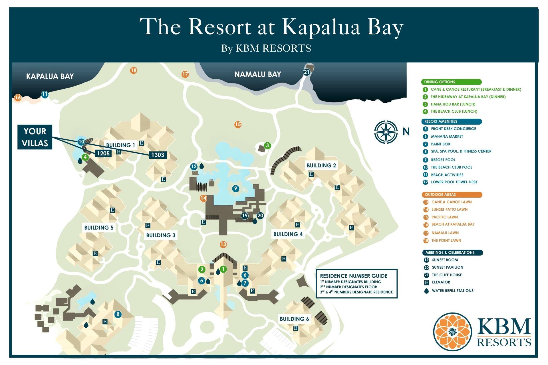 Easily find your villa at the Resort at Kapalua Bay with this map!