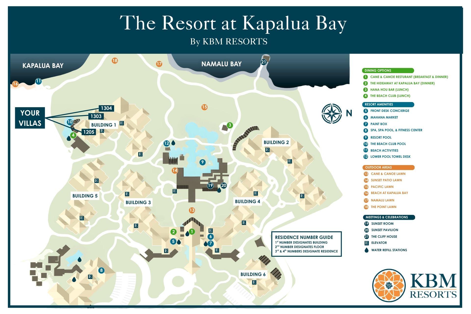 Easily find your villa at the Resort at Kapalua Bay with this map!