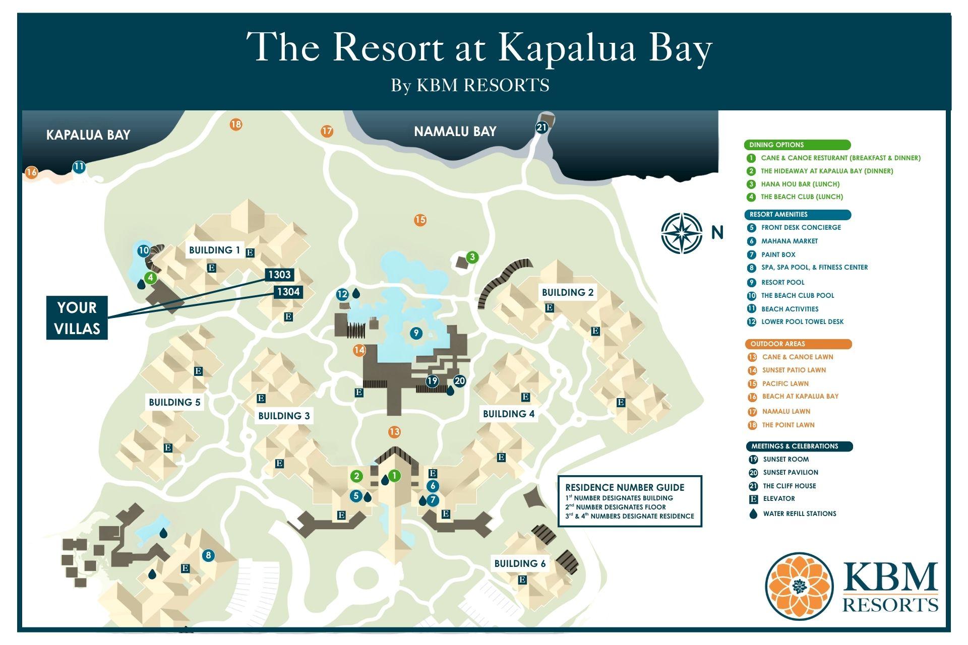 Easily find your villa at the Resort at Kapalua Bay with this map!