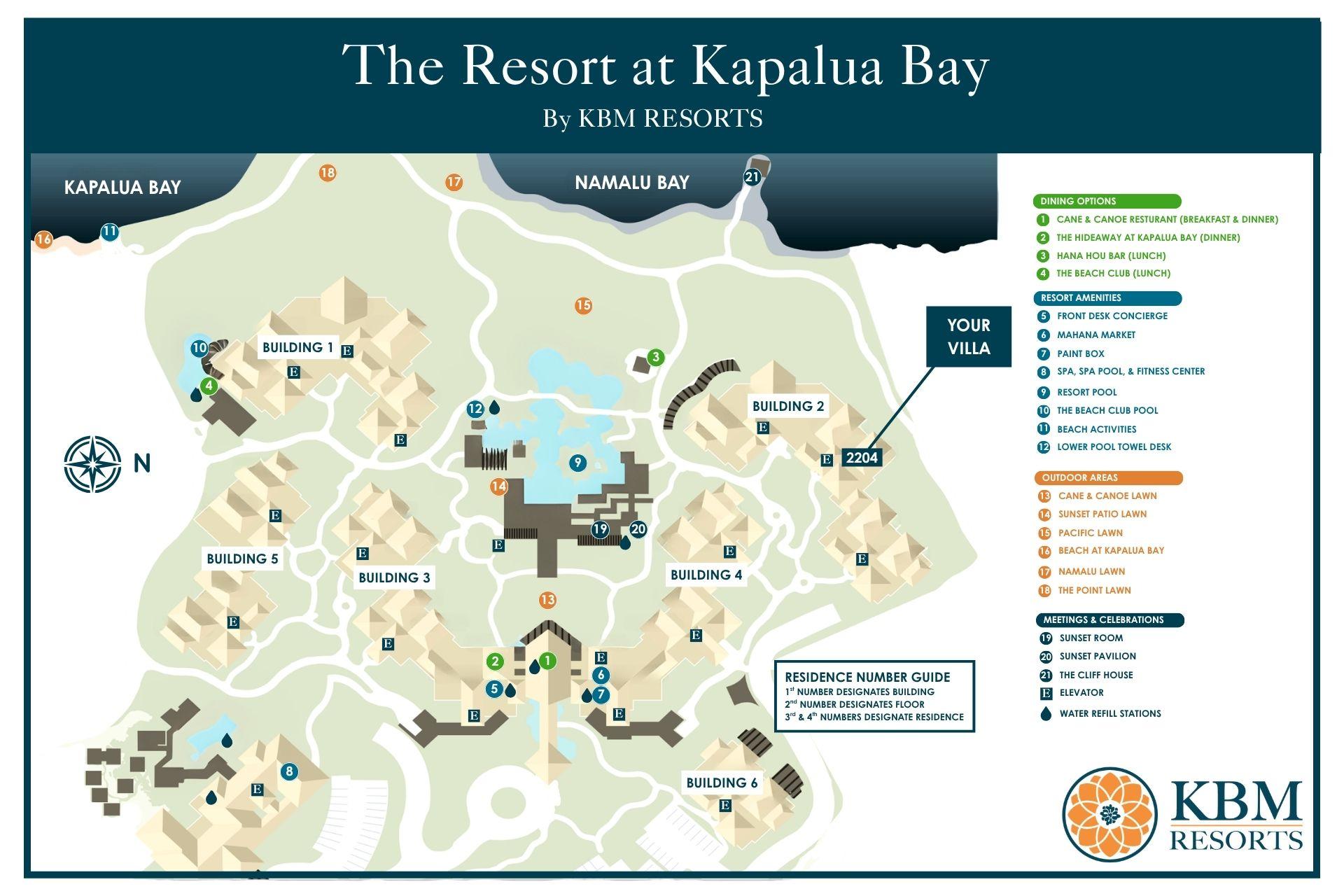 Easily find your villa at the Resort at Kapalua Bay with this map!