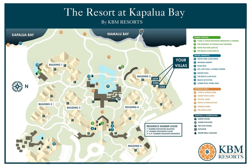 Easily find your villa at the Resort at Kapalua Bay using this map!