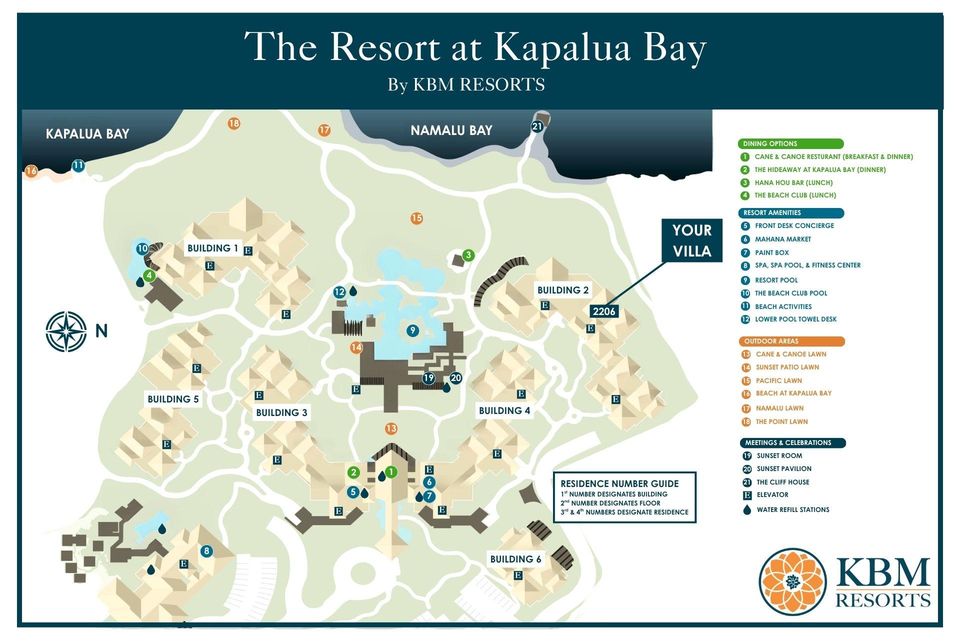 Easily find your villa at the Resort at Kapalua Bay with this map!