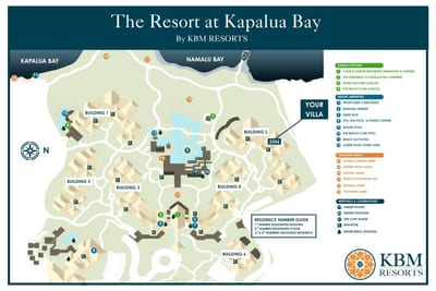Easily find your villa at the Resort at Kapalua Bay with this map! MON-2206