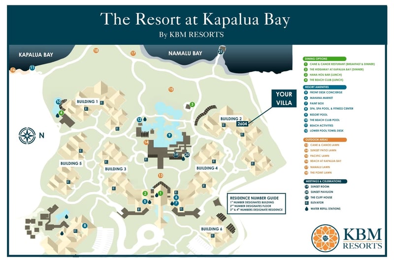 Easily find your villa at the Resort at Kapalua Bay using this map!