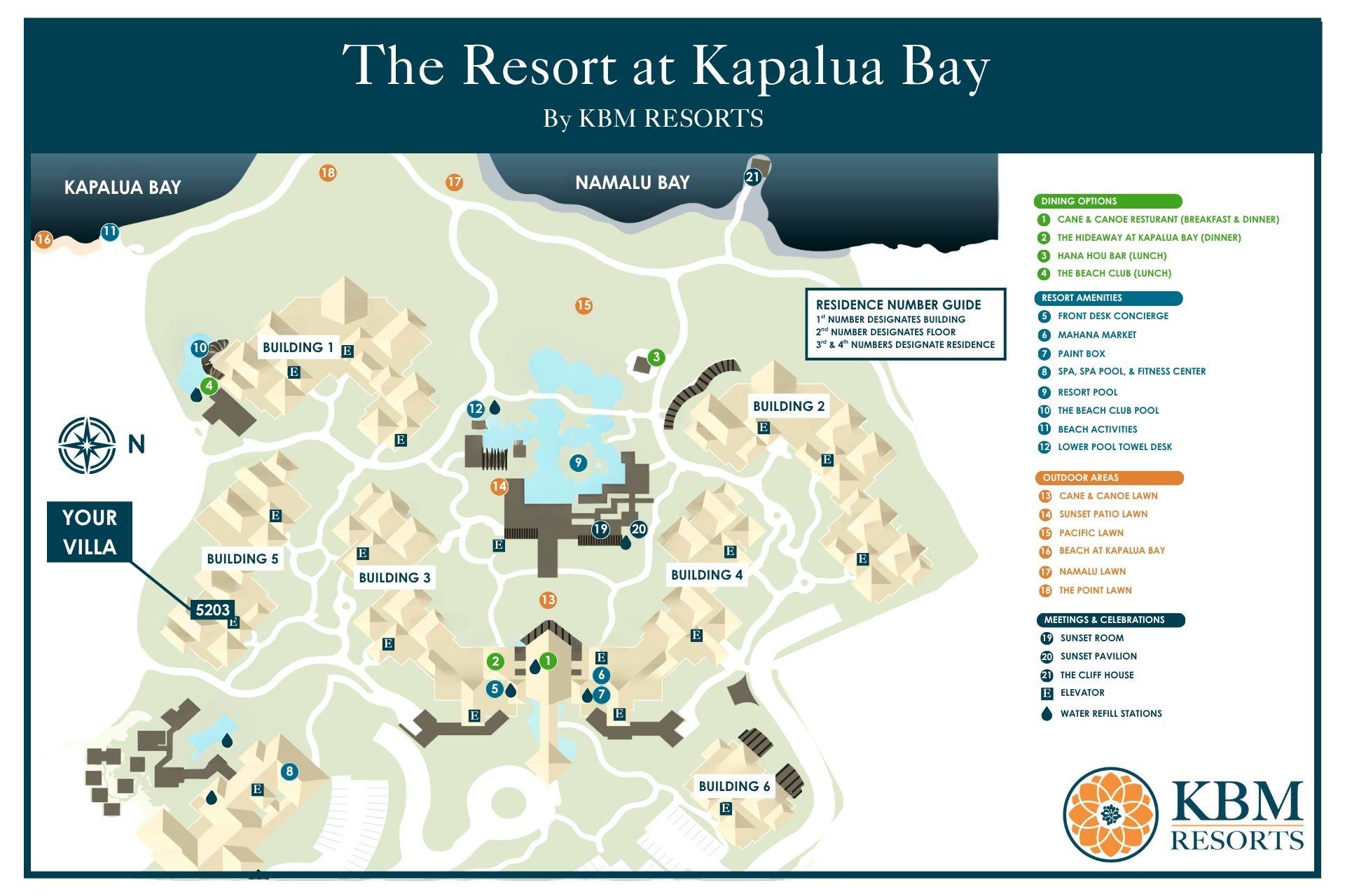 Easily find your villa at the Resort at Kapalua Bay with this map!