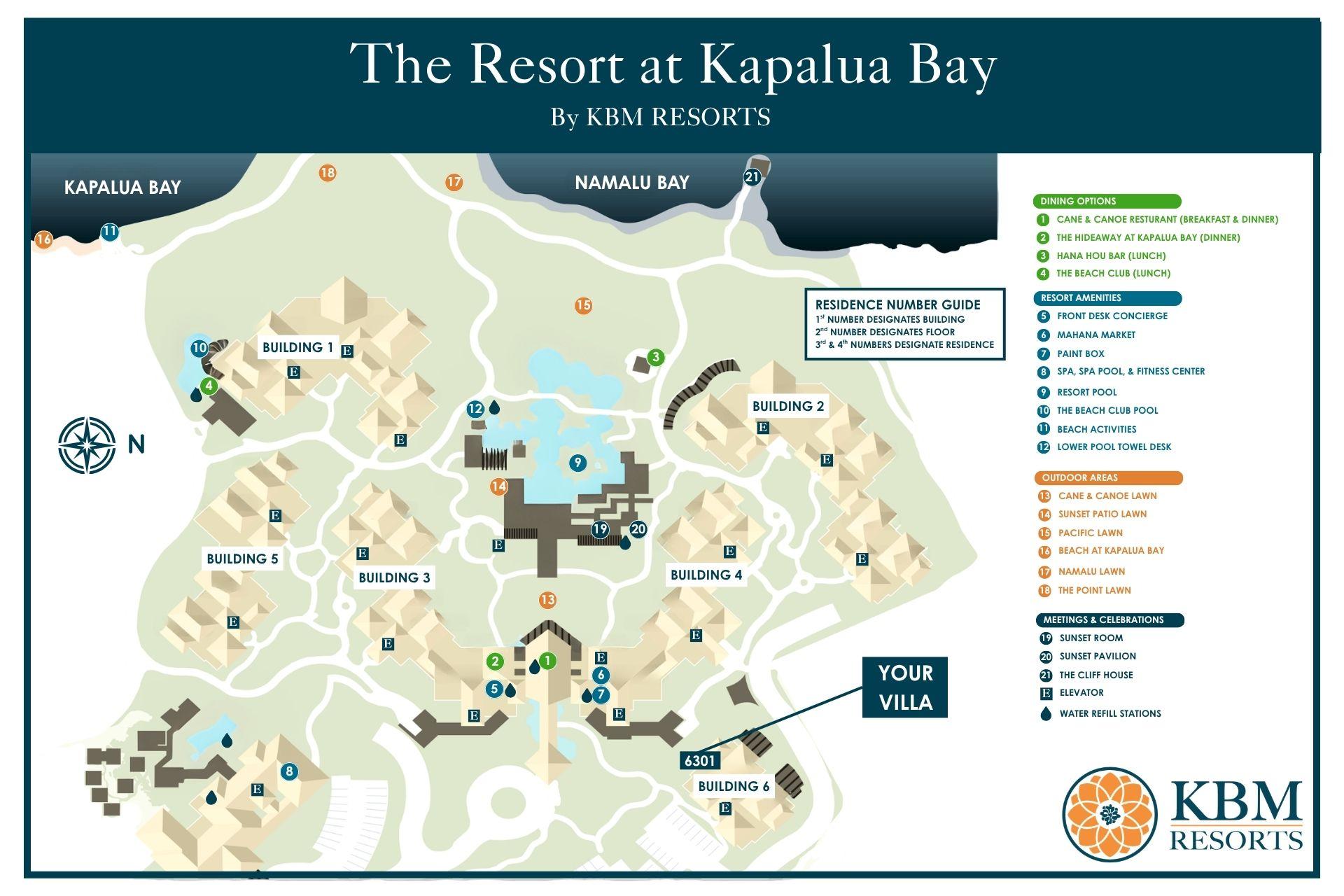 Easily find your villa at the Resort at Kapalua Bay with this map!