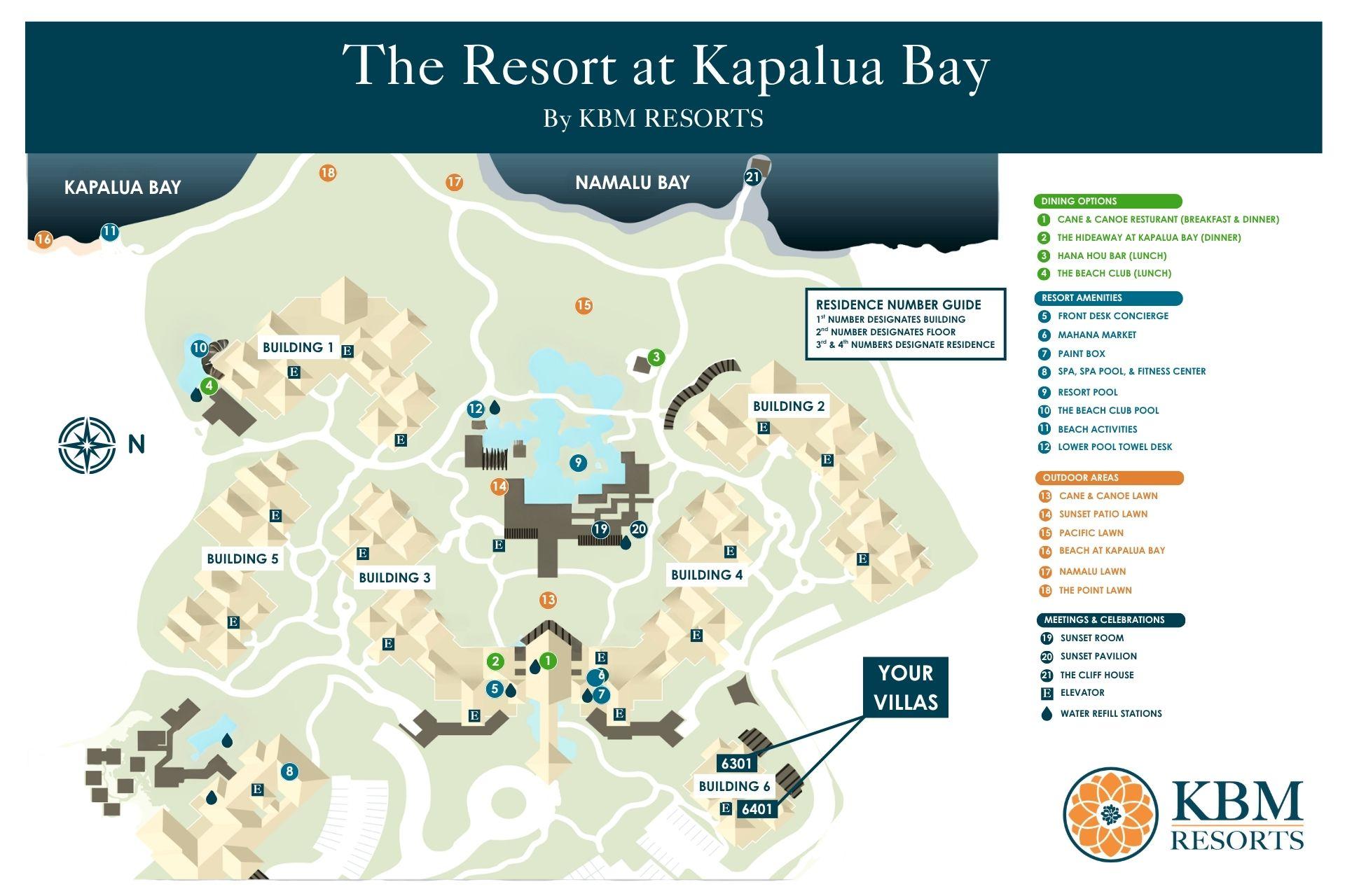 Easily find your villa at the Resort at Kapalua Bay with this map!