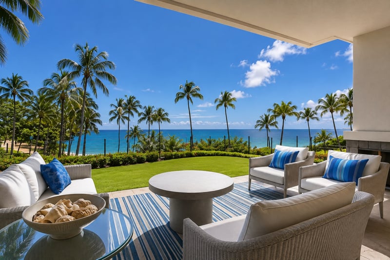 Where velvet skies and sapphire seas embrace you—welcome to your lanai sanctuary