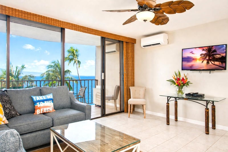 Light filled living space with expansive ocean vistas