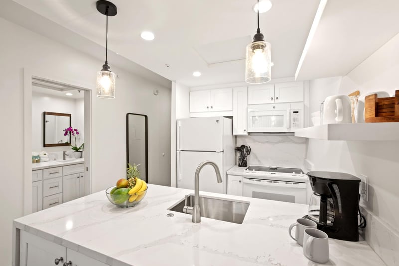 Natural brightness enhances every surface in this cheerful kitchen.