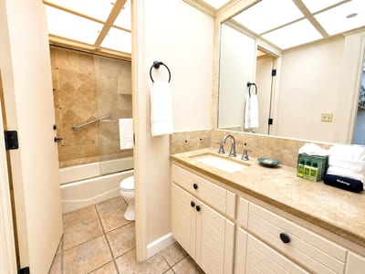 Spacious master bathroom with ample counter space