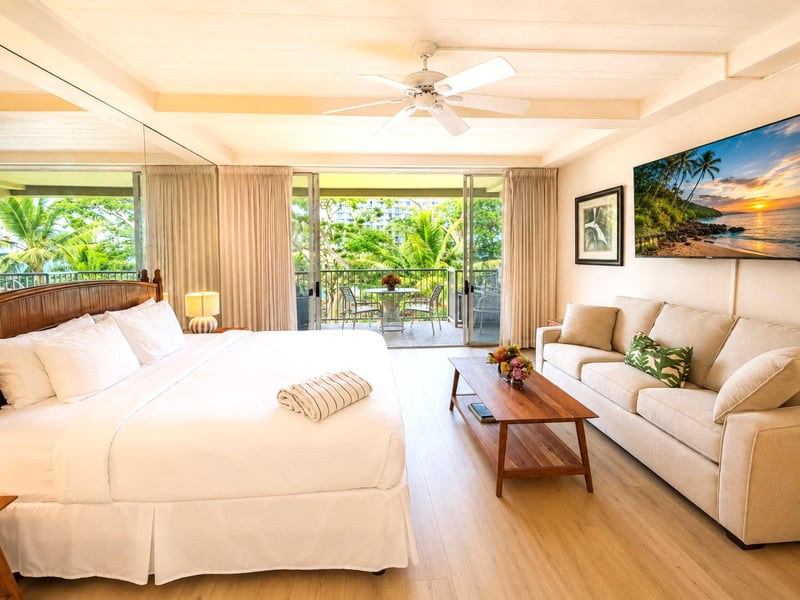 Spacious bedroom area with private lanai access