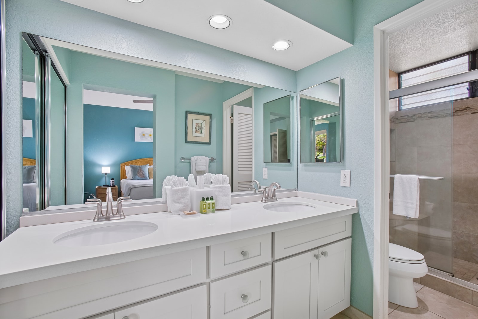 The master bath features a double vanity and luxurious amenities GCH-121