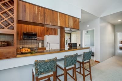 The bar area allows for entertainment while cooking up a feast