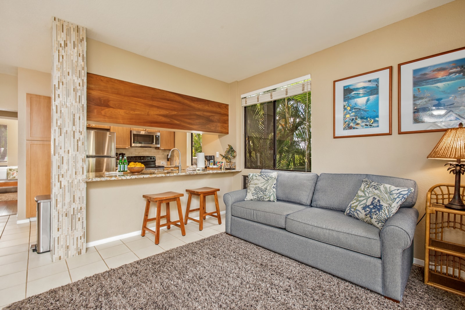 Comfortable lounge space perfect for unwinding after the beach