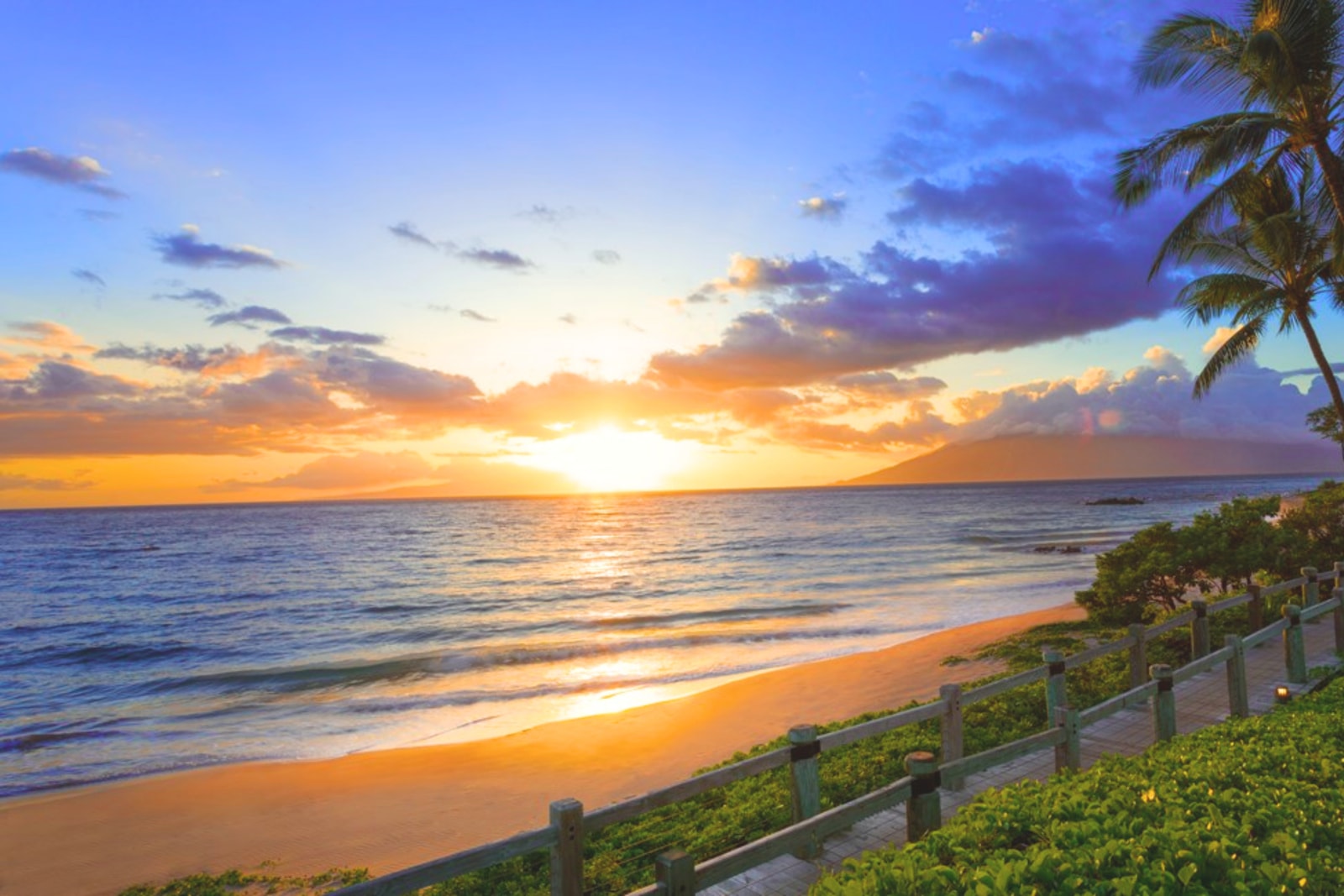 Golden hour magic in Maui—where the ocean breeze, palm trees, and sunset views create the perfect island escape.