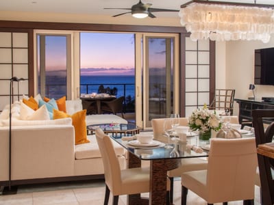 Elegant chandelier lighting sets the tone for memorable meals with family and friends.