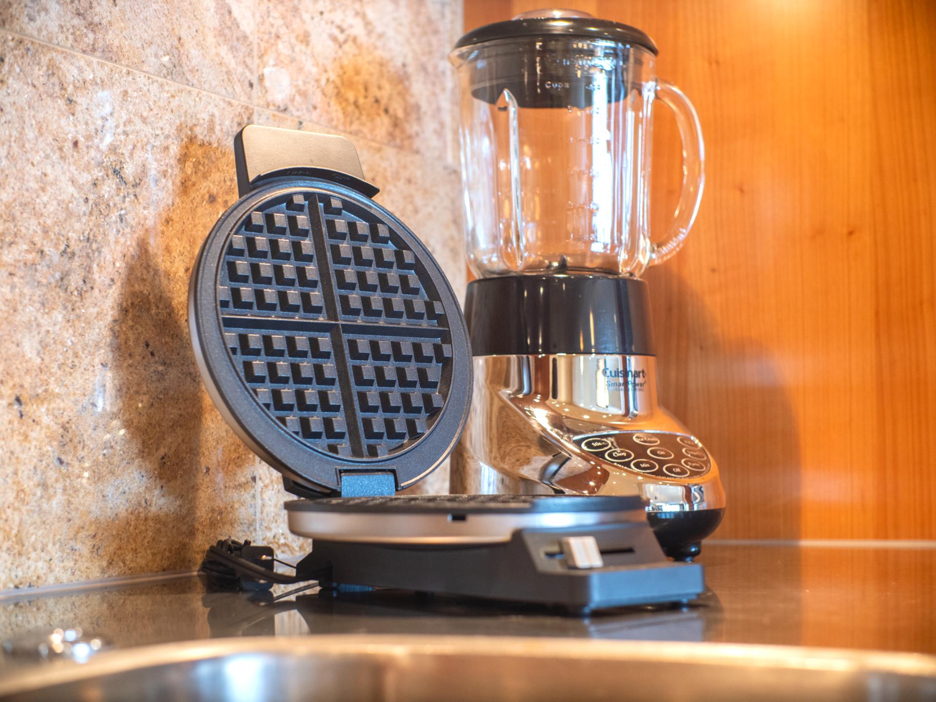 A blender, waffle maker, and more are stocked for effortless breakfasts at home.