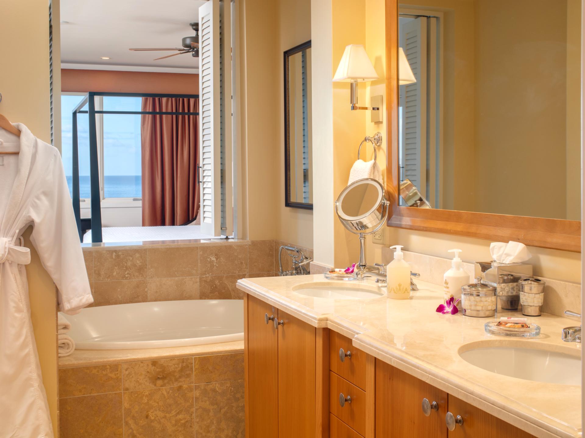 L’Occitane amenities and plush robes add a spa-like feel to your primary bath.