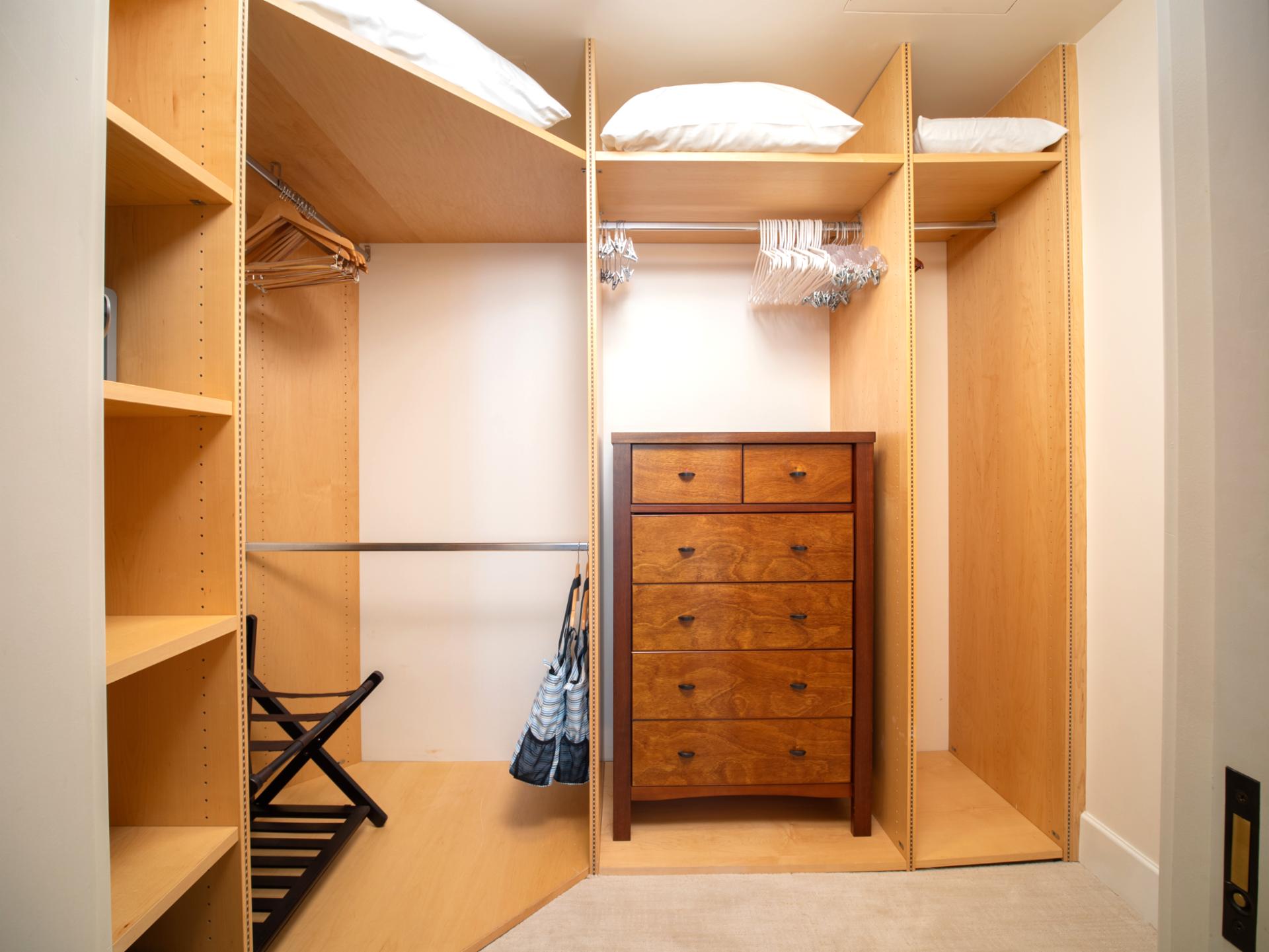 Walk-in closet gives you ample space to unpack and stay organized.