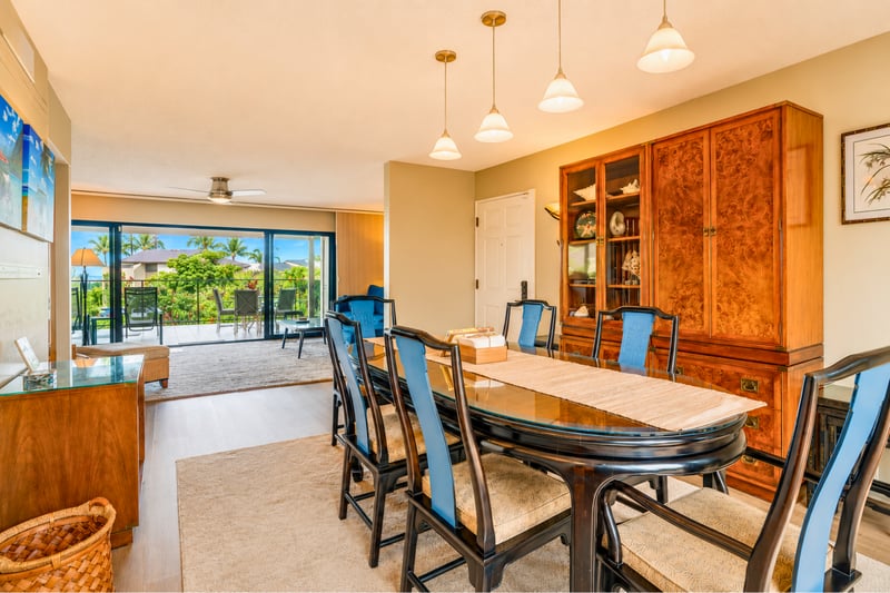 Elegant dining area adjacent to the living room and lanai.