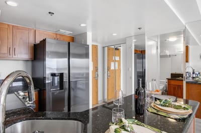 Fully equipped kitchen with everything needed to prepare meals during your stay.