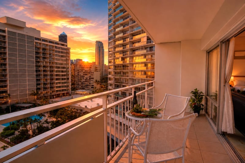 Watch the Waikiki high-rises glow at sunset from your private lanai, sliding doors open to the trade winds - a romantic close to another Oahu day.