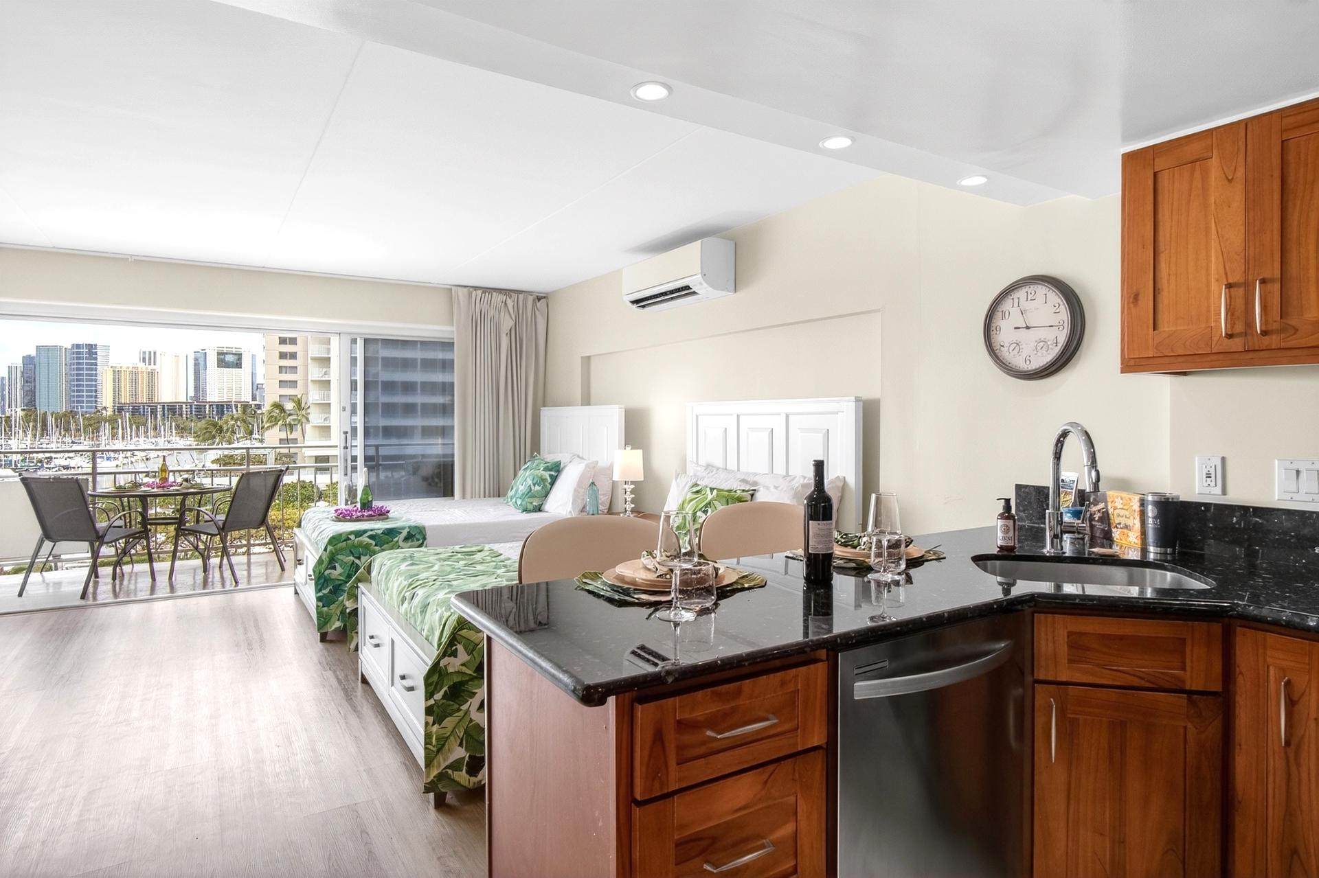 The open floor plan allows you to enjoy views from the kitchen