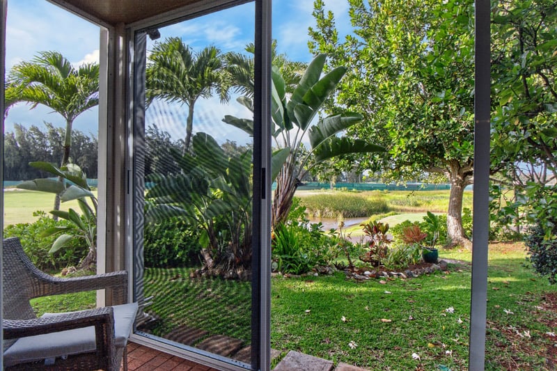 Enjoy peaceful tropical views right from the bedroom lanai