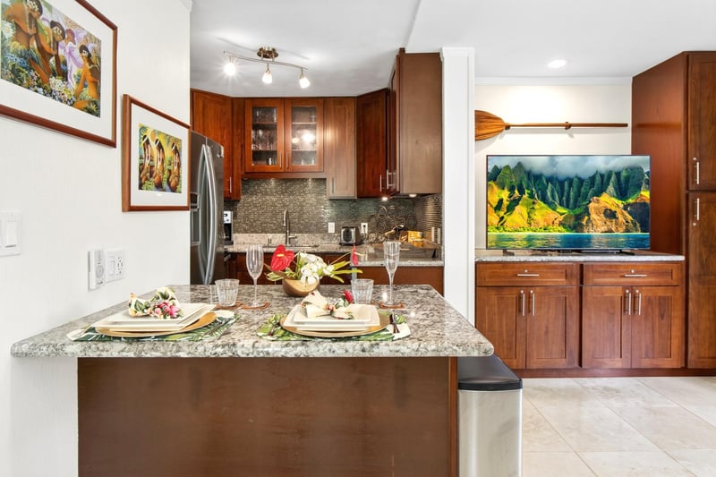 Spacious kitchen with everything needed for preparing island meals