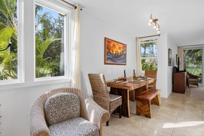 The dining area is the perfect place to enjoy a meal after exploring Oahu