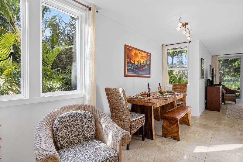The dining area is the perfect place to enjoy a meal after exploring Oahu