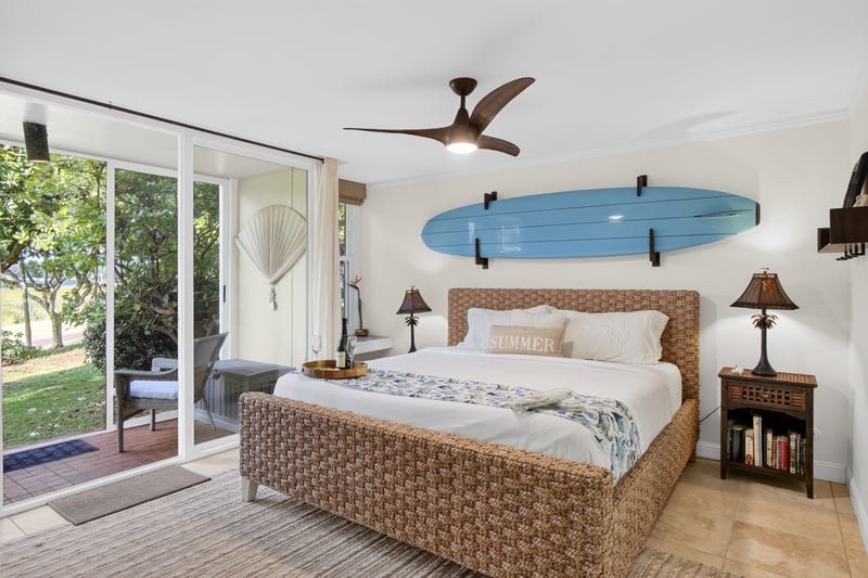 Wake up to peaceful garden views from the comfortable king bed